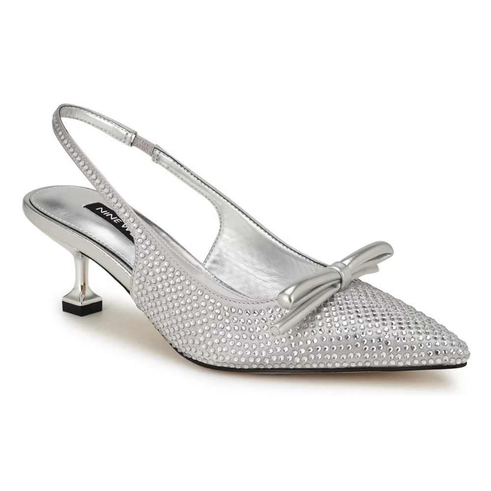 NWT- Nine West ‘Wunder’ Embellished Kitten Heel Slingback